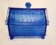 Lutted's S. P. Cough Drops Cobalt Blue Glass Log Cabin Candy Dish Vintage Mint