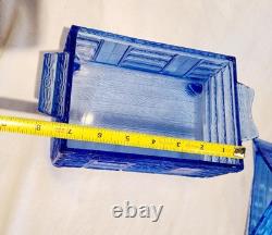 Lutted's S. P. Cough Drops Cobalt Blue Glass Log Cabin Candy Dish Vintage Mint
