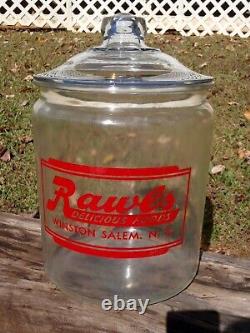 MCM RAWLS Delicious Foods Winston Salem NC Glass 13.5 STORE COUNTER DISPLAY JAR