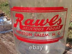 MCM RAWLS Delicious Foods Winston Salem NC Glass 13.5 STORE COUNTER DISPLAY JAR