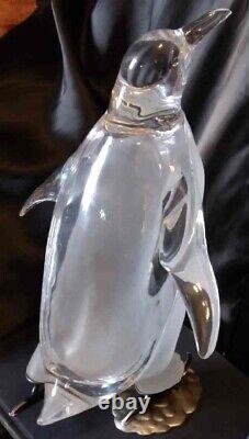 Mid Century Modern Frozen Clear Lucite Penguin with Frosted Chest Advert Display