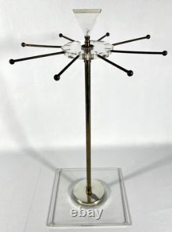 Mid-Century Modern Lucite and Brass Tie And Jewelry Stand Vintage Store Display