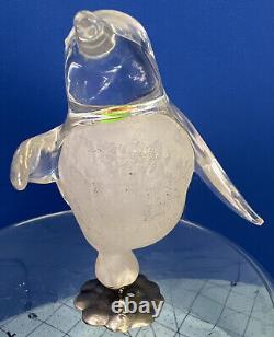 Movie TV Prop MCM Vintage Lucite Penguin On Ice Skates Clear & Frosted 5 Tall
