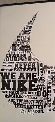 NIKE Framed Wall Art/Picture. 40 x 20 Rare, Internal Corp Distro. Only