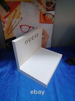 New Gucci Sunglasses & Eyeglasses Display, Unit. Plexiglass, White, 3 Lb. 5 Oz