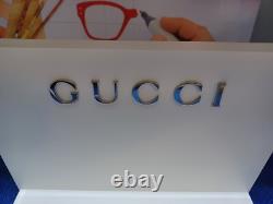 New Gucci Sunglasses & Eyeglasses Display, Unit. Plexiglass, White, 3 Lb. 5 Oz