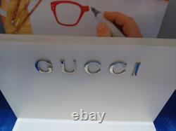 New Gucci Sunglasses & Eyeglasses Display, Unit. Plexiglass, White, 3 Lb. 5 Oz
