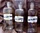 Old Drugstore Set 3 Tall Clear Glass Labeled Apothocary Jars Withoriginal Stoppers