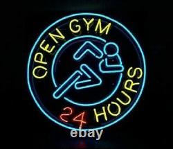 OPEN GYM 24 HOURS Display Neon Light Sign Decor Beer Bar Store Glass Artwork