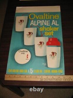 OVALTINE ALPINE AL 1960s St Bernard dog premium glass offer, store display sign