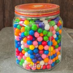 Octagon Antique Glass General Store Jar Tin Lid Candy Pretzel Counter Display