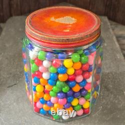 Octagon Antique Glass General Store Jar Tin Lid Candy Pretzel Counter Display