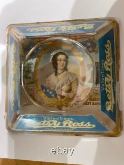 Old Glass Coin Change Display Tray Valentine's Betsy Ross Cigars Philadelphia