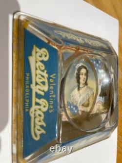 Old Glass Coin Change Display Tray Valentine's Betsy Ross Cigars Philadelphia