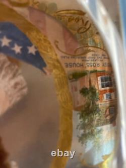 Old Glass Coin Change Display Tray Valentine's Betsy Ross Cigars Philadelphia