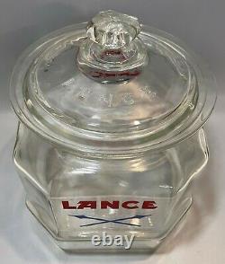 Old Lance Cracker Glass Jar 8.5 Counter Top Advertising Store Display 8 Sided