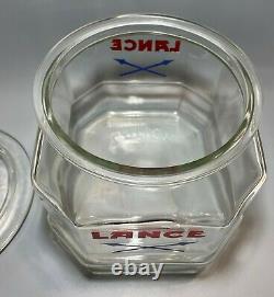 Old Lance Cracker Glass Jar 8.5 Counter Top Advertising Store Display 8 Sided