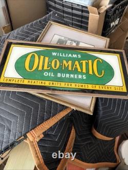 Old Oil O Matic REVERSE PAINTED GLASS Not Porcelain SIGN General Store Display