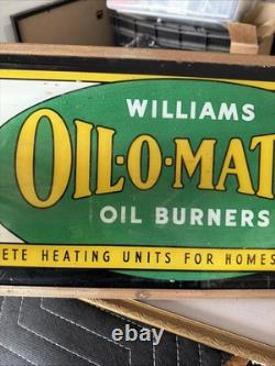 Old Oil O Matic REVERSE PAINTED GLASS Not Porcelain SIGN General Store Display