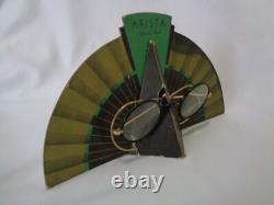 Old Store Display Arista Natural Gold Black Rim Eyeglasses Bifocal