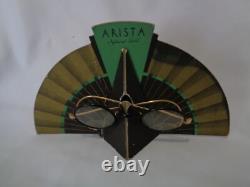 Old Store Display Arista Natural Gold Black Rim Eyeglasses Bifocal