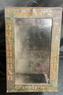 Old Vintage metal Seward's Hoarhound lumps tin store display with glass window