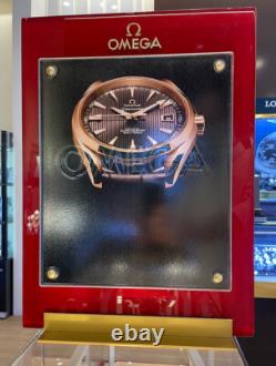 Omega Watch Company Advertising Store Window Display Glass & Brass Double Sided