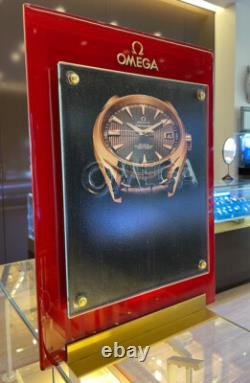 Omega Watch Company Advertising Store Window Display Glass & Brass Double Sided
