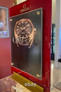 Omega Watch Company Advertising Store Window Display Glass & Brass Double Sided
