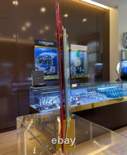 Omega Watch Company Advertising Store Window Display Glass & Brass Double Sided