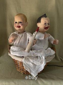 Original 1950's Automaton Creepy Babies Mechanical Store Window Display