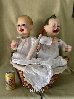 Original 1950's Automaton Creepy Babies Mechanical Store Window Display