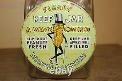 Original Vintage 1940 Planters Peanuts Leap Year Jar Glass Store Display Sign