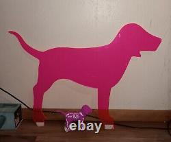 PINK Victoria's Secret Large Pink Plexiglass 35 Inch Dog Shaped Store Prop