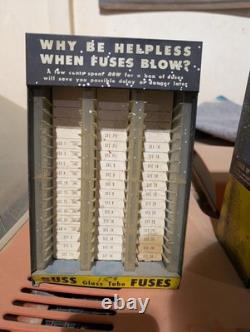 Pair Of Vintage Buss Fuse Glass Tube Display Rack With 77 Fuses