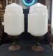 Pair Of Antique Art Deco Glass & Brass Drug Store / Fountain Counter Displays