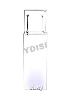 Pedestal Exhibition Stand Display White Case Store Fixture #SC-PED-W-L