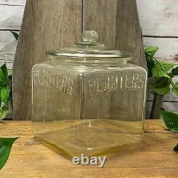 Planters MR PEANUT Square Glass Store Display Advertising Jar Canister Container