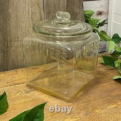 Planters MR PEANUT Square Glass Store Display Advertising Jar Canister Container