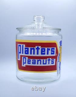 Planters Peanuts Vintage 1960s Clear Glass Mr Peanut Store Counter Display Jar