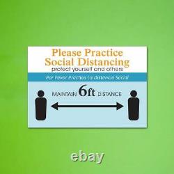 Please Practice Social Distancing Business Store Sign 6ft Apart Sign 19 x 13