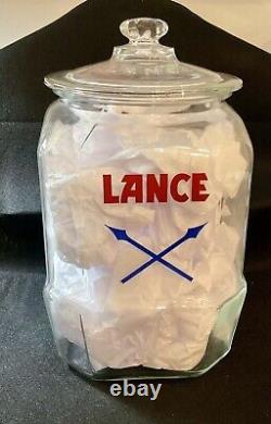 Pristine Vintage 1930s Lance Cracker 8 Sided Glass Jar Display Advert 12.5t