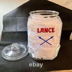 Pristine Vintage 1930s Lance Cracker 8 Sided Glass Jar Display Advert 12.5t