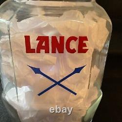 Pristine Vintage 1930s Lance Cracker 8 Sided Glass Jar Display Advert 12.5t