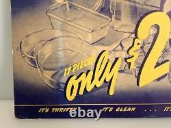 Pyrex Flameware All Glass Saucepans Advertisement Store Display Cardboard Sign