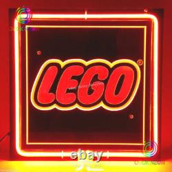 RARE 14 ins Lego Brick Game Store Display 3D Real Glass Neon Sign Beer Bar Light