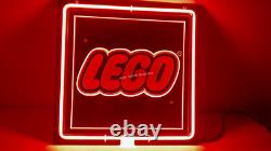 RARE 14 ins Lego Brick Game Store Display 3D Real Glass Neon Sign Beer Bar Light