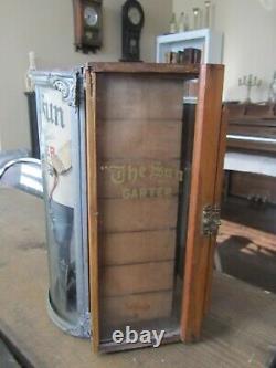 RARE 1901 Antique GARTER Store Display THE SUN Advertising Sign Curved Glass