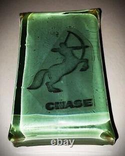 RARE 1930s Chase Brass & Copper Co. ART DECO Logo Glass Paperweight Advertising