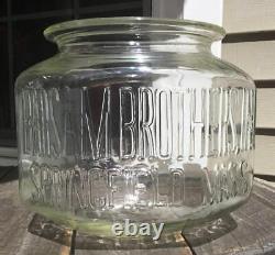 RARE Advertising Antique Barsam Brothers Glass Store Counter Display Octagon Jar